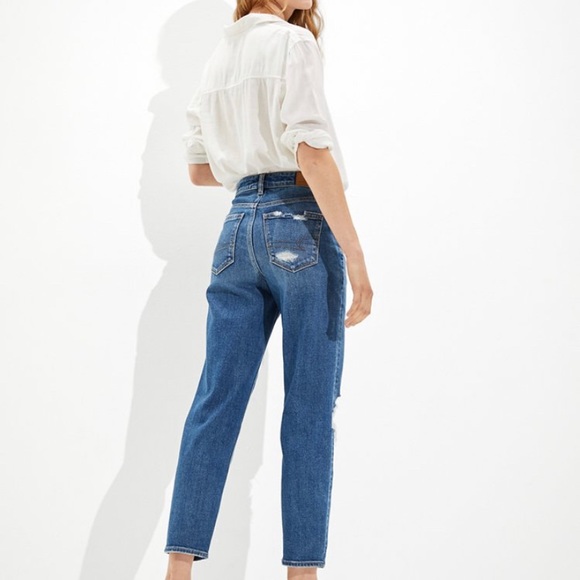 AE Stretch Straight Mom Jeans Size 6 Short - Picture 2 of 10